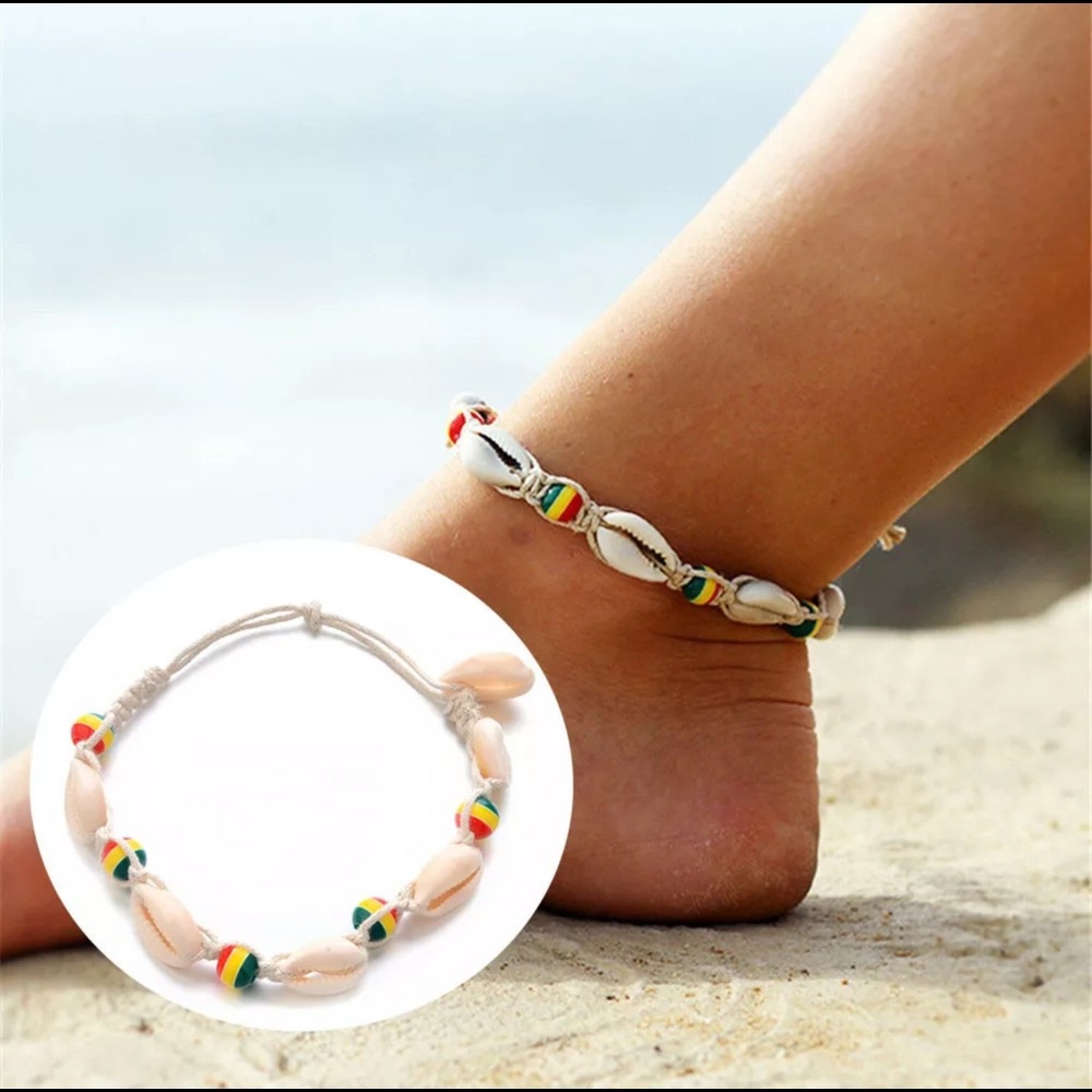 Rasta Style Seashell Anklet